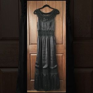 Black Satin & Knit Maxi Dress (XS)